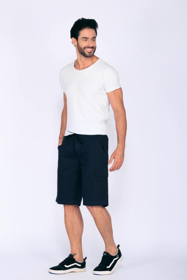 Bermuda Macaw 7796 Azul Marinho Elástico Sarja - Imagem 2