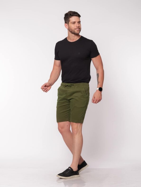 Bermuda 7899 Verde Elástico Sarja - Imagem 3