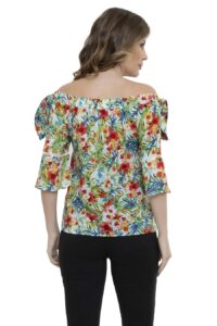 Blusa Ciganinha Estampa Floral Detalhe De Babado - Imagem 3
