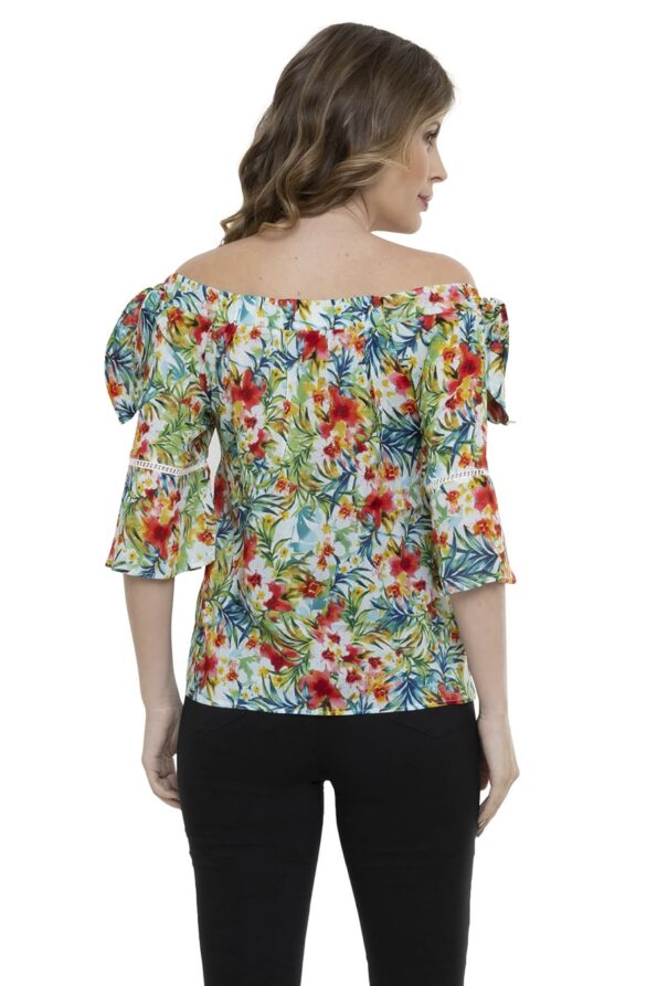 Blusa Ciganinha Estampa Floral Detalhe De Babado - Imagem 3