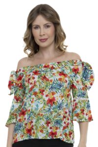 Blusa Ciganinha Estampa Floral Detalhe De Babado - Imagem 2