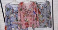 Blusa Chiffon Floral Gola Babado Manga Longa - Imagem 2