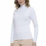 Blusa Manga Longa Crepe Gola Alta Branca