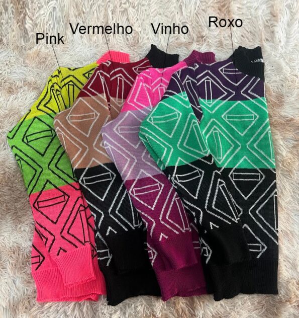 Blusa Tricot Geometrica Manga Longa - Imagem 2