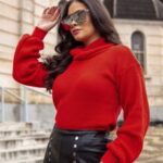 Blusa Tricot Manga Longa Bufante Gola Cacharrel