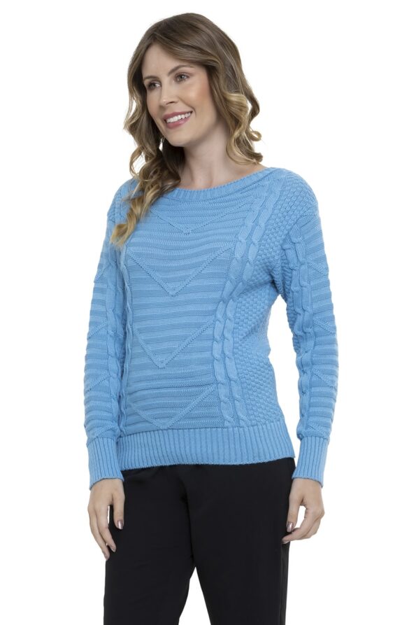 Blusa Tricot Relevo Trançada Manga Longa - Imagem 8