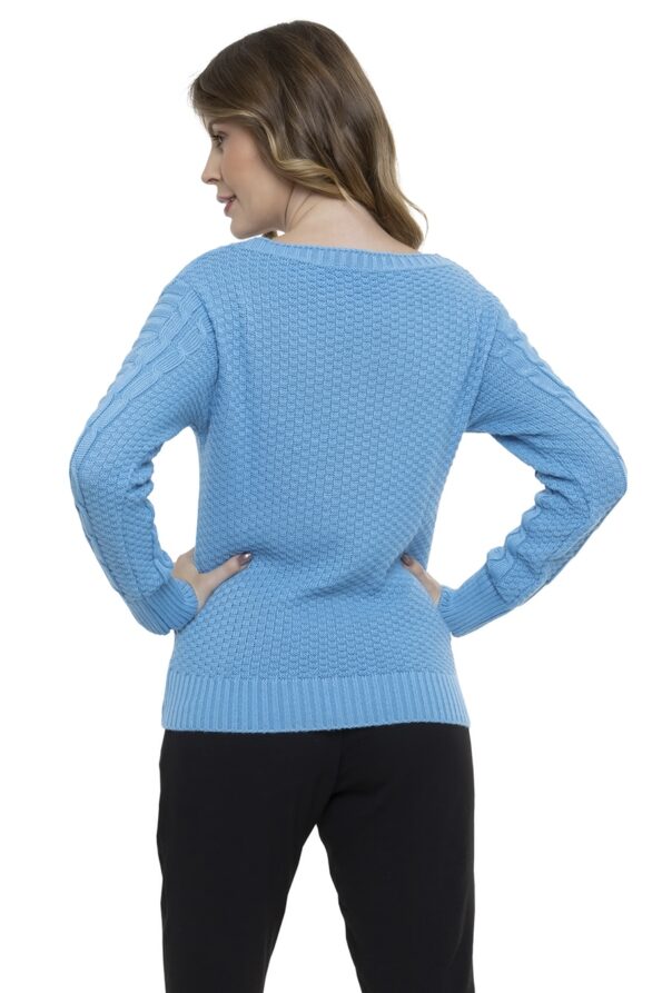 Blusa Tricot Relevo Trançada Manga Longa - Imagem 9