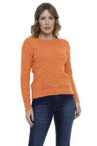 Blusa Tricot Relevo Trançada Manga Longa - Imagem 4