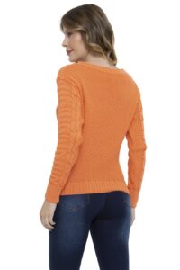 Blusa Tricot Relevo Trançada Manga Longa - Imagem 6