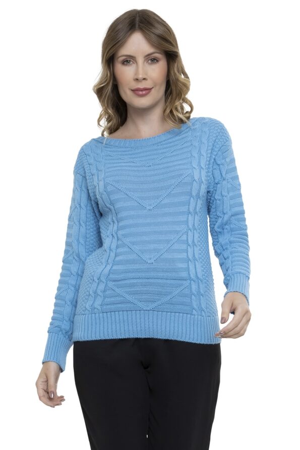 Blusa Tricot Relevo Trançada Manga Longa - Imagem 7