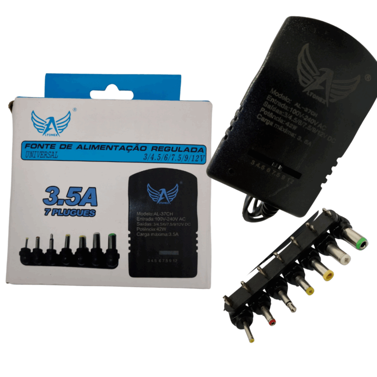 fonte universal 3–12v bivolt com 7 plugues regulável vesátil