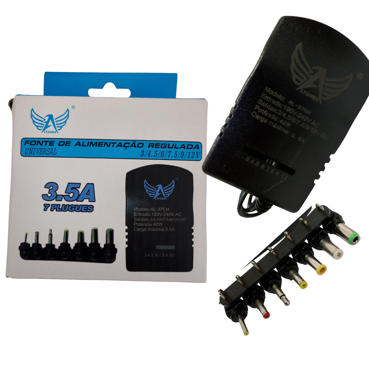 fonte universal 3–12v bivolt com 7 plugues regulável vesátil