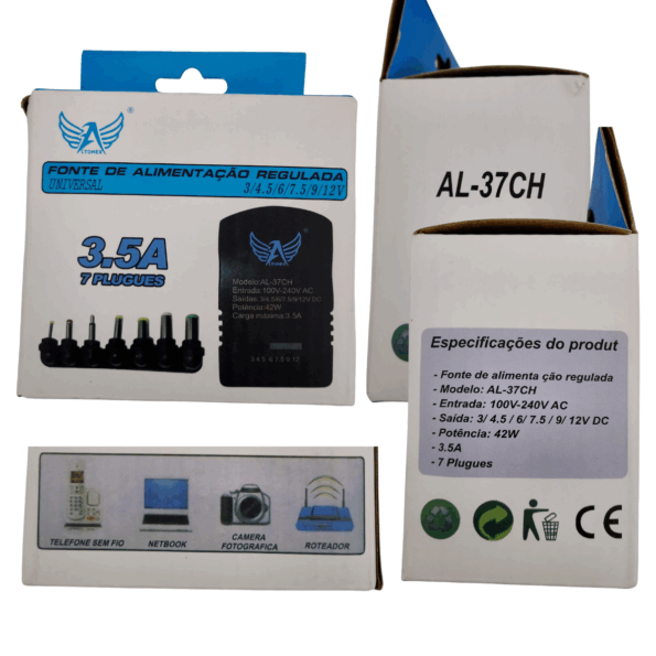 fonte universal 3–12v bivolt com 7 plugues regulável vesátil