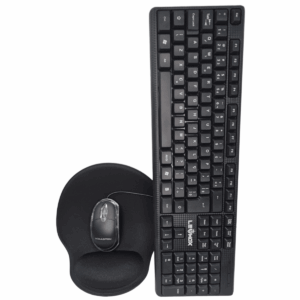 kit teclado e mouse com fio + mousepad ergonômico confort