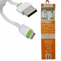 cabo carga rápida reforçado usb tipo c longo 3 metros kaidi