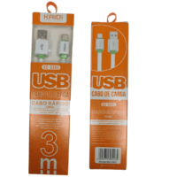 cabo carga rápida reforçado usb tipo c longo 3 metros kaidi