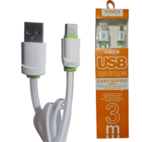 cabo carga rápida reforçado usb tipo c longo 3 metros kaidi