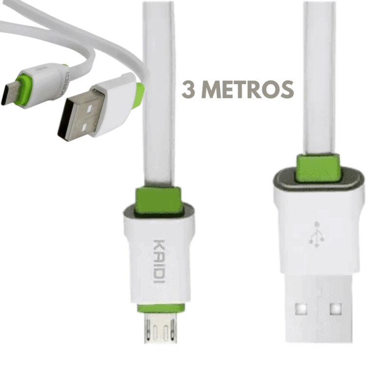 cabo carga rápida reforçado usb v8 longo 3 metros kaidi
