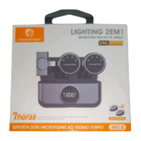 microfone sem fio lapela 2 em 1 lightning p/ iphone dura 7h