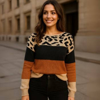 blusa tricot manga longa onça