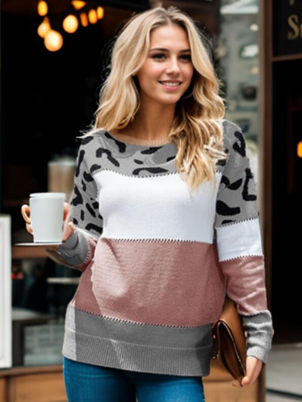 blusa tricot manga longa onça