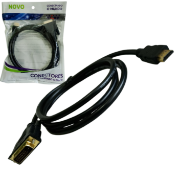 cabo hdmi para dvi 1.8m conectores banhados a ouro full hd