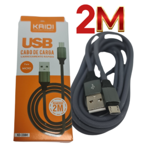 cabo carga rápida reforçado usb v8 longo 2 metros kaidi