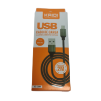 cabo carga rápida reforçado usb v8 longo 2 metros kaidi