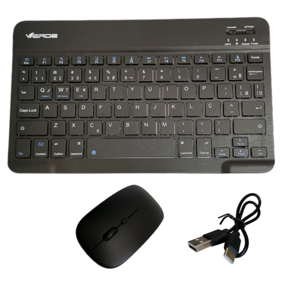 kit teclado e mouse bluetooth sem fio recarregável pequeno