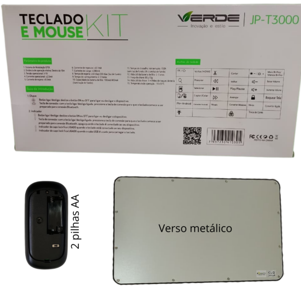 kit teclado e mouse bluetooth sem fio recarregável pequeno