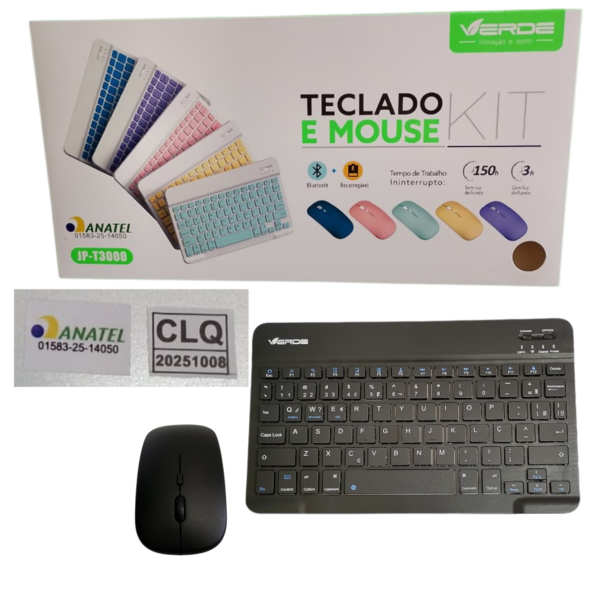 kit teclado e mouse bluetooth sem fio recarregável pequeno