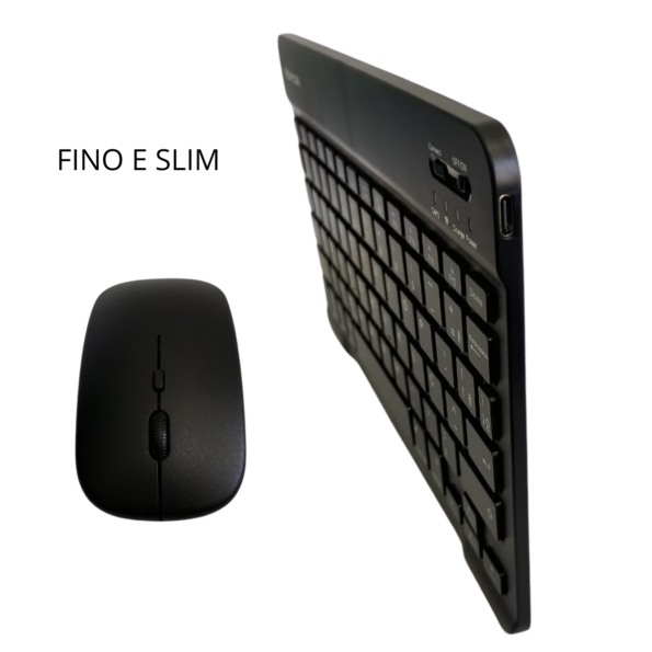 kit teclado e mouse bluetooth sem fio recarregável pequeno