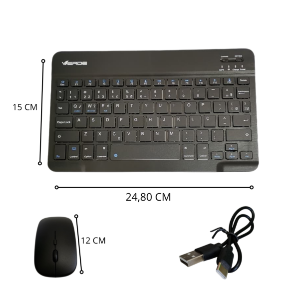 kit teclado e mouse bluetooth sem fio recarregável pequeno